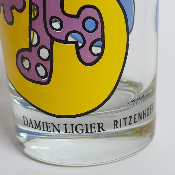RARE Damien Ligier Ritzenhoff Glass Weighted Base Bright Coloured Art 10oz. - Picture 4 of 5